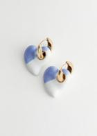 Other Stories Ceramic Heart Charm Hoop Earrings - Turquoise