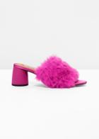 Other Stories Faux Fur Mule Sandalettes - Pink