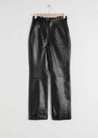 Other Stories Cuffed Leather Trousers - Black