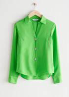 Other Stories Shell Button Silk Blouse - Green