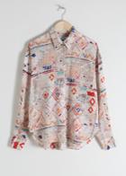 Other Stories Southwest Print Silk Button Up - White