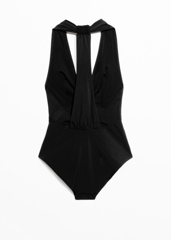 Other Stories Deep Cut Swimsuit - Black