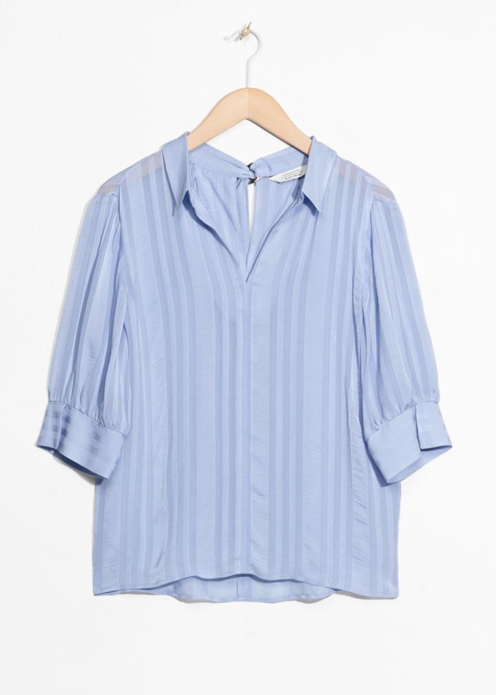 Other Stories D-ring Neck Tie Blouse - Blue