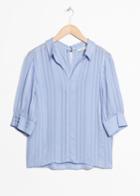Other Stories D-ring Neck Tie Blouse - Blue