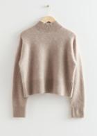 Other Stories Cropped Mock Neck Knit Sweater - Brown