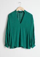 Other Stories Billowy V-neck Blouse - Green