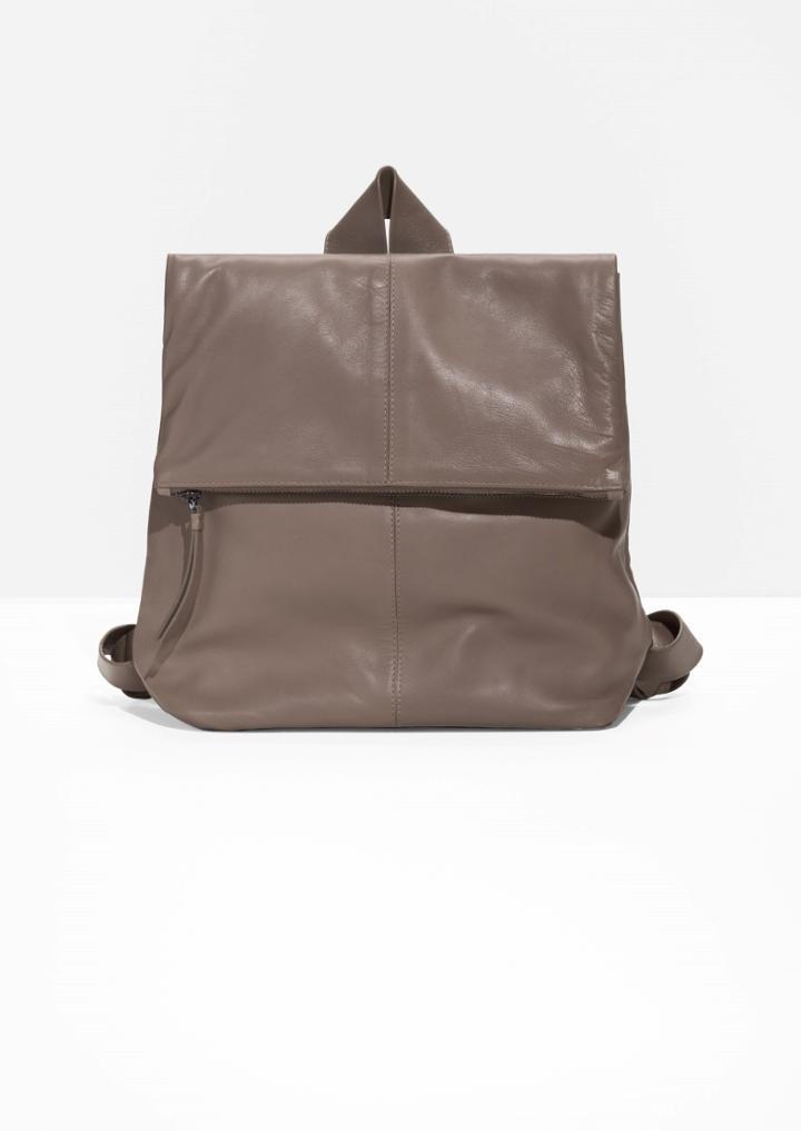 Other Stories Leather Fold Over Backpack