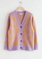 Other Stories Relaxed Jacquard Knit Cardigan - Purple