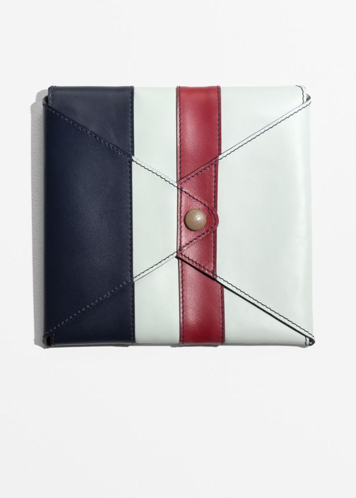 Other Stories Leather Paneling Square Clutch - Blue