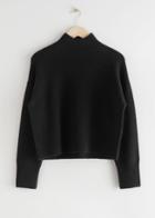Other Stories Cropped Mock Neck Sweater - Black
