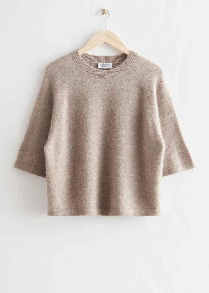 Other Stories Boxy Alpaca T-shirt - Brown
