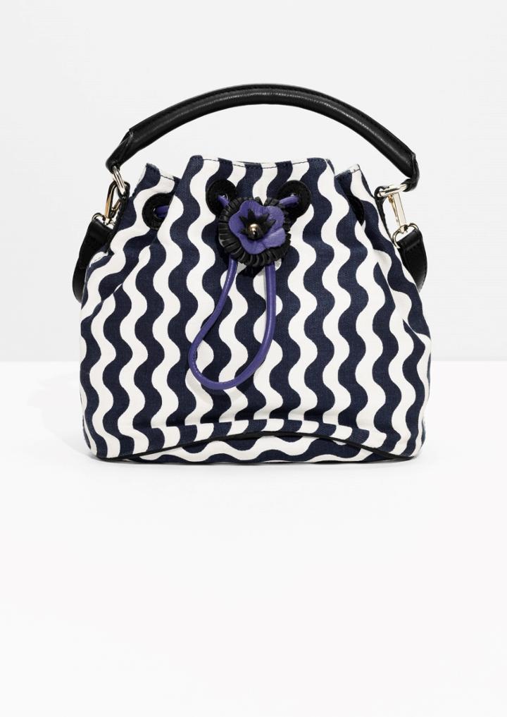 Other Stories Canvas & Leather Flower Bucket Bag