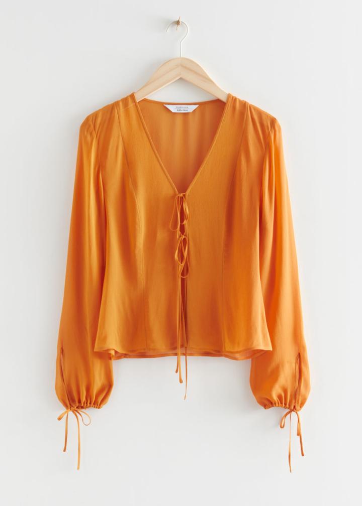 Other Stories Sheer Tie Blouse - Yellow