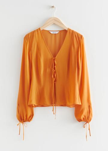 Other Stories Sheer Tie Blouse - Yellow