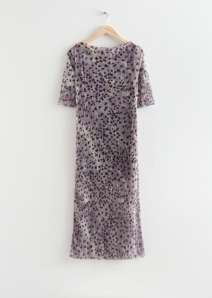 Other Stories Printed Laser Cut Midi Dress - Red