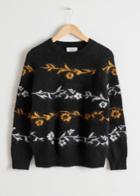 Other Stories Floral Wool Blend Sweater - Black