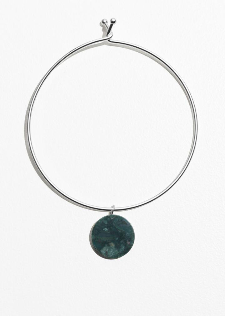 Other Stories Self Lock Circle Stone Choker - Green