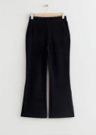Other Stories Flared Cropped Velour Trousers - Black