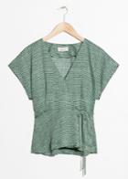 Other Stories Satin Wrap Tie Blouse - Green