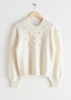 Other Stories Pearl Bead Knit Jumper - White