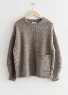 Other Stories Oversized Patch Pocket Knit Jumper - Brown