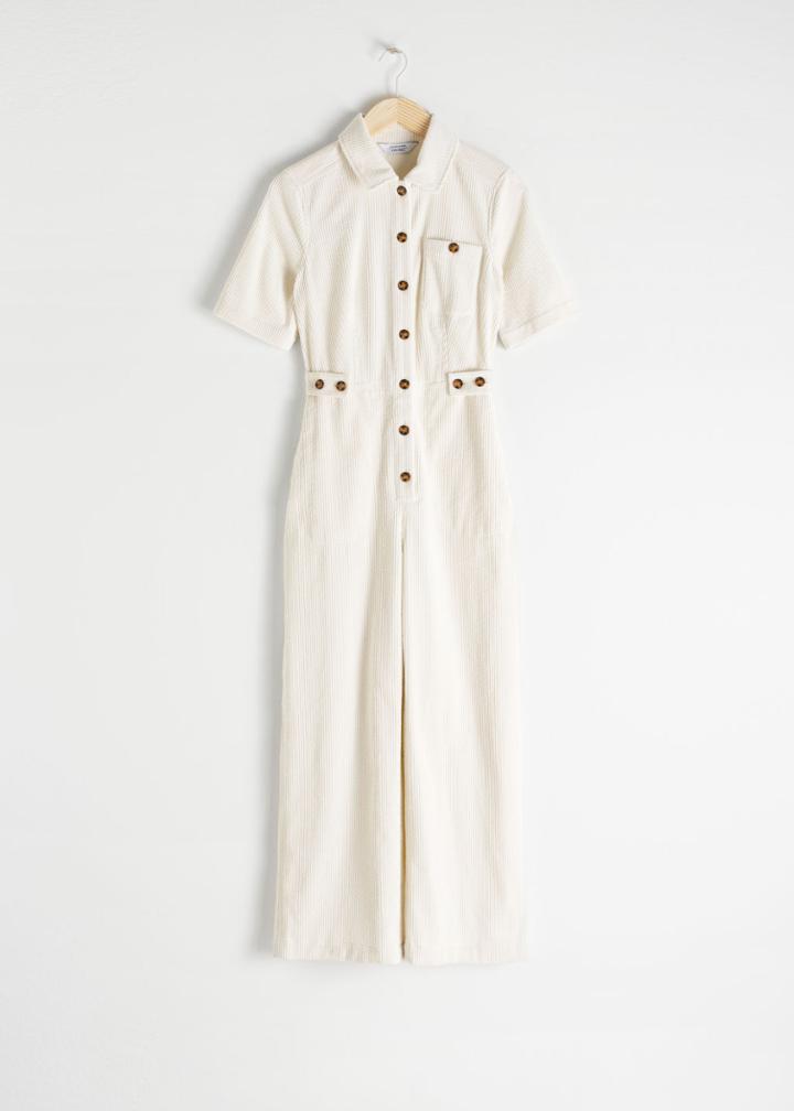 Other Stories Corduroy Boilersuit - White