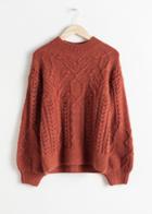 Other Stories Floral Cable Knit Sweater - Red