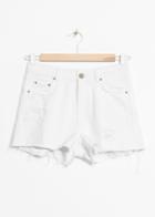 Other Stories Shredded Denim Shorts - White