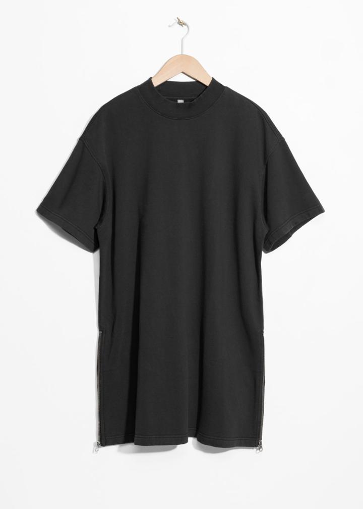 Other Stories Zipper Shirt Dress - Black