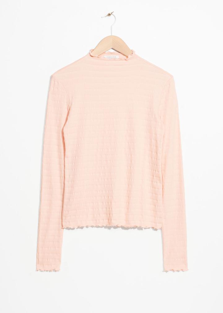 Other Stories Frilled Mock Neck Top - Pink