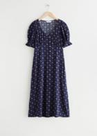 Other Stories Printed Button Up Midi Dress - Blue