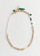 Other Stories Stone Charm Chain Link Necklace - Green