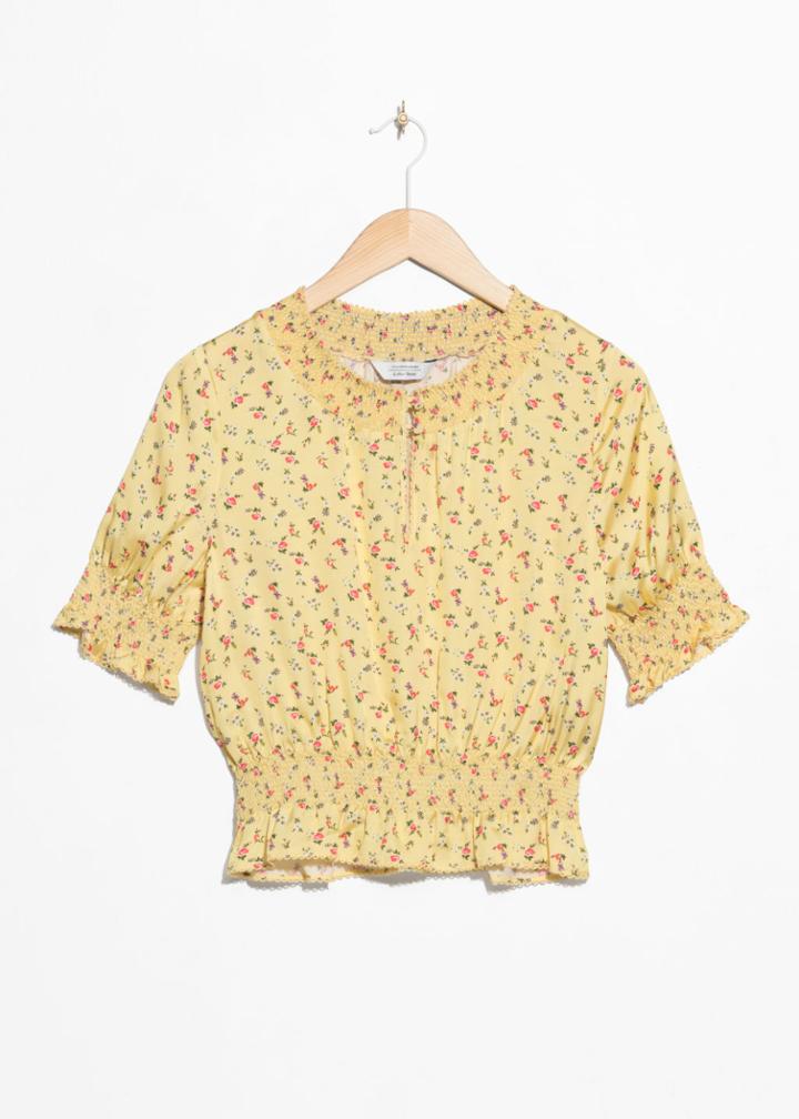 Other Stories Floral Print Ruched Blouse - Yellow