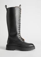 Other Stories Chunky Knee High Leather Boots - Black