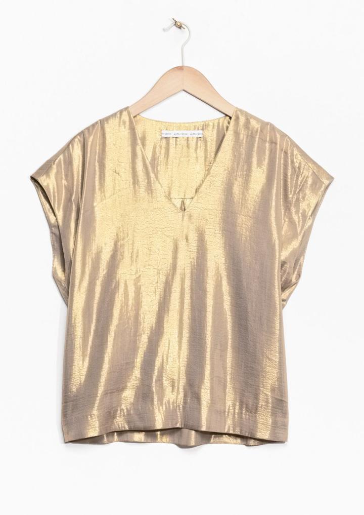 Other Stories Metallic V-neck Top