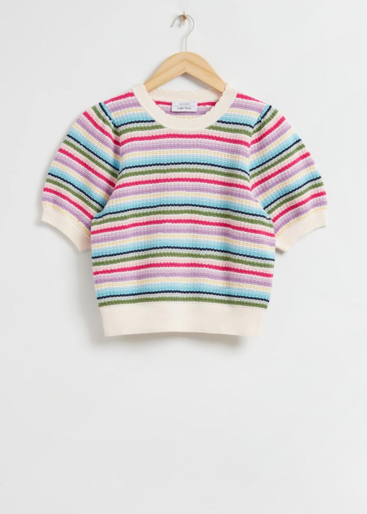 Other Stories Scallop Neck Knit Top - Purple