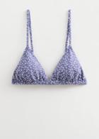 Other Stories Floral Jacquard Triangle Bikini Top - Blue