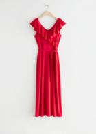 Other Stories Sleeveless Ruffle Neck Midi Dress - Red