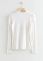Other Stories Frilled Long Sleeve Top - White