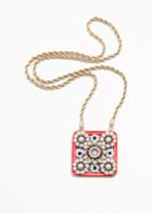Other Stories Square Amulet Necklace - Red
