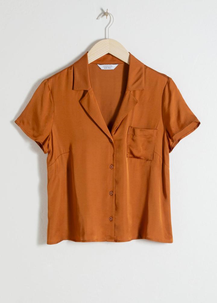 Other Stories Relaxed Fit Satin Shirt - Orange