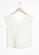 Other Stories Linen Blend Scalloped Tank Top - White