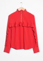 Other Stories Frill Zip Blouse - Red