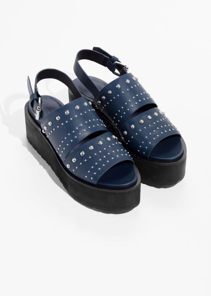 Other Stories Leather Flatforms - Blue