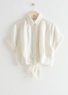 Other Stories Front Tie Linen Blouse - White