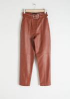 Other Stories Belted Leather Trousers - Orange