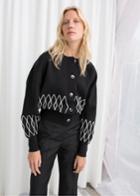 Other Stories Cropped Diamond Cardigan - Black