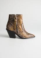 Other Stories Leather Cowboy Ankle Boots - Yellow