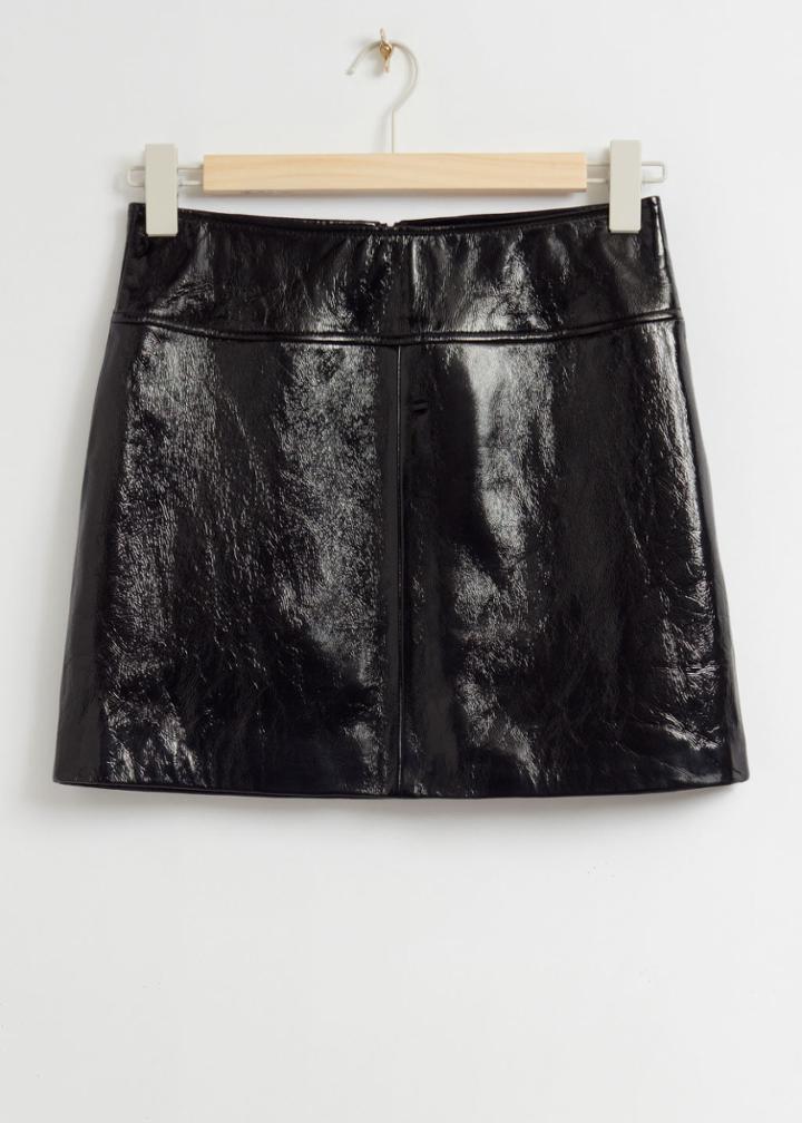 Other Stories Patent Leather Mini Skirt - Black