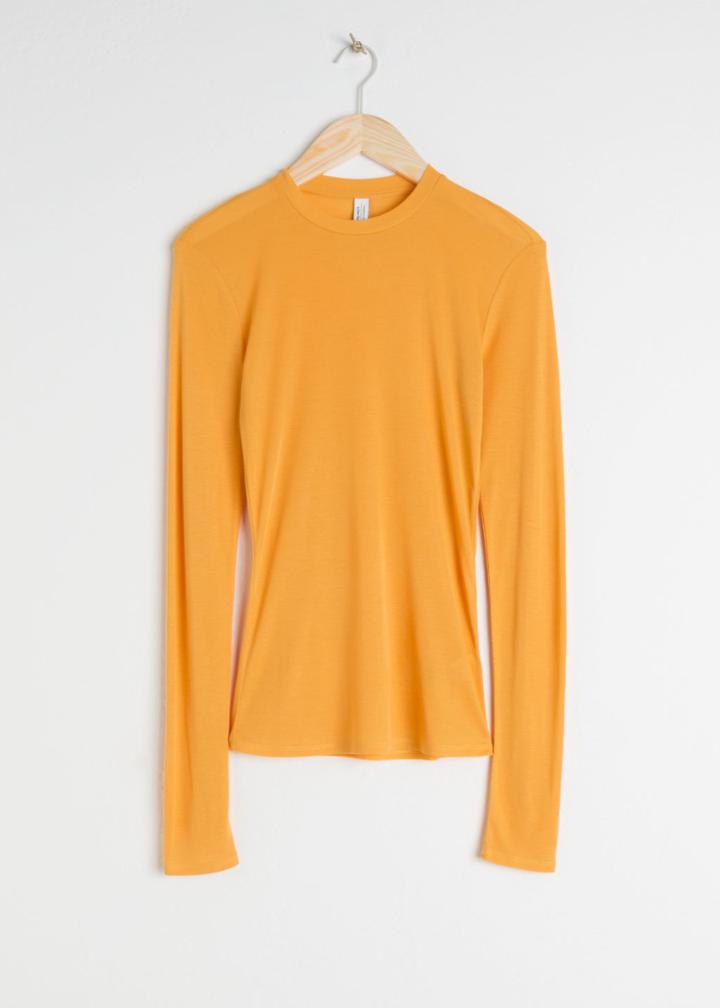 Other Stories Fitted Ribbed Top - Yellow